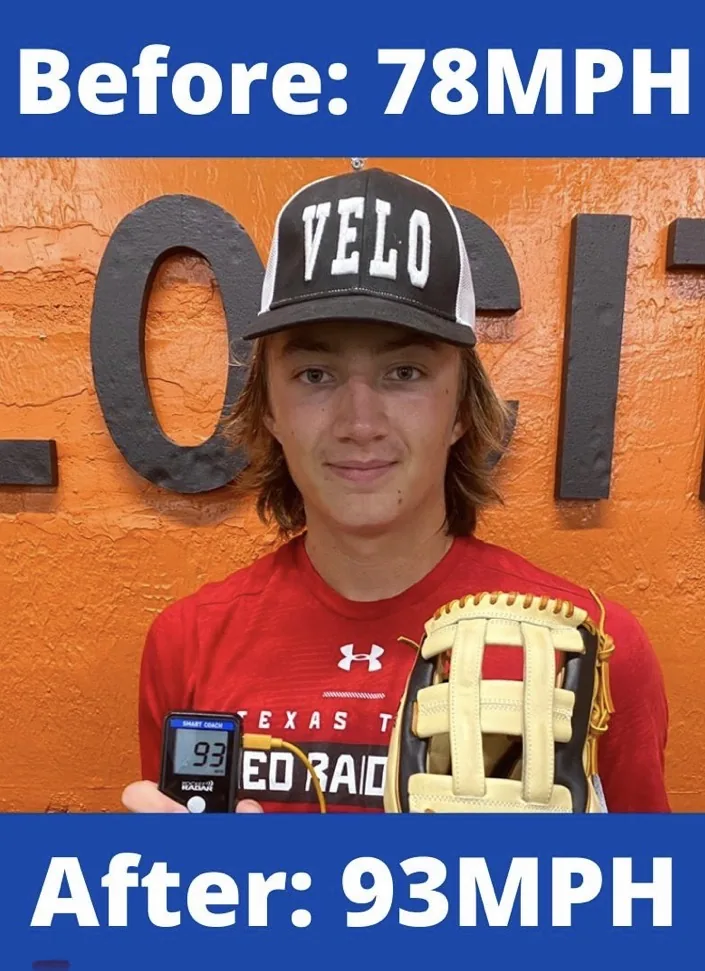 Velocity gain from 78 MPH to 93 MPH