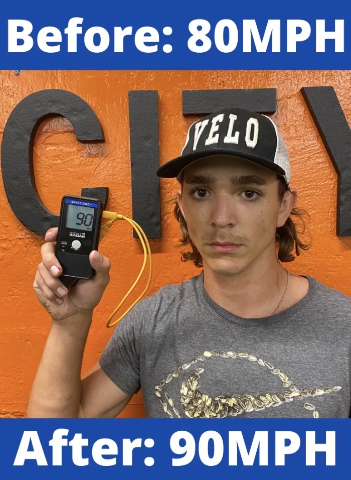 Velocity gain from 80 MPH to 90 MPH