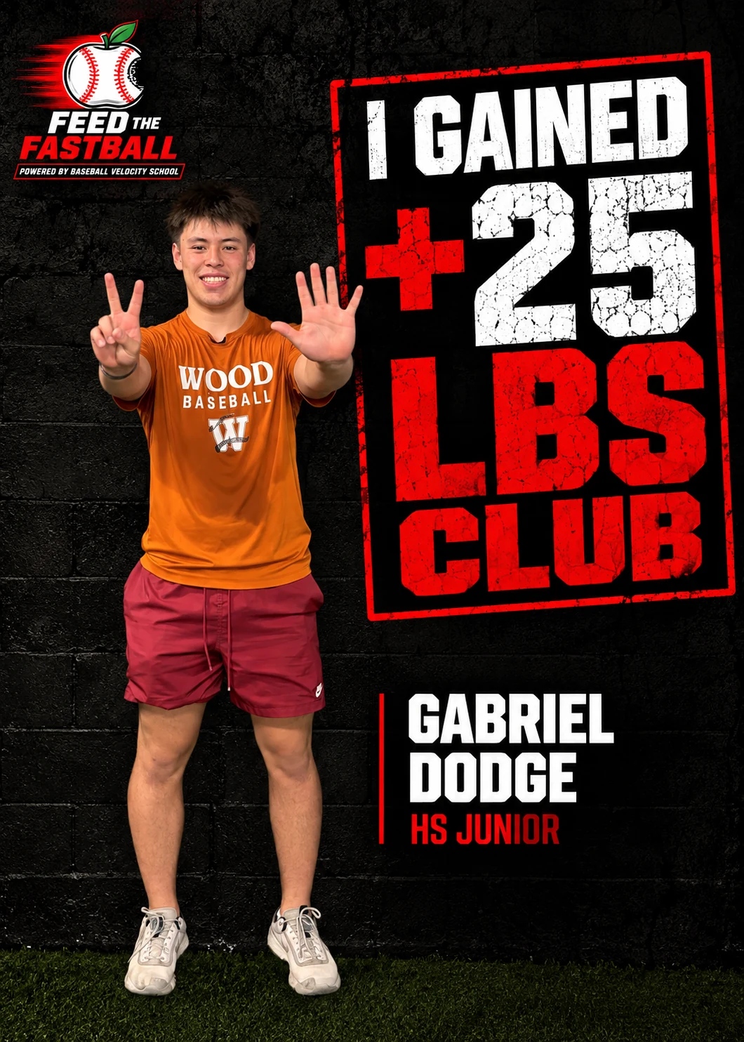 Gabriel Dodge gained 25 pounds